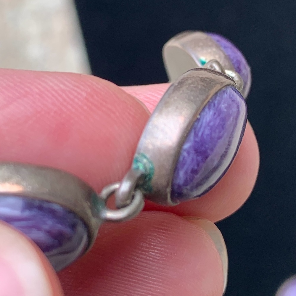 Charles Albert Purple Stone & Sterling Silver Necklace Pendant Earring 925 Italy - Picture 9 of 10